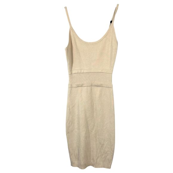 LPA Revolve Ribbed Cream Beige Bodycon Fitted Mini Dress Size Small - Picture 2 of 5